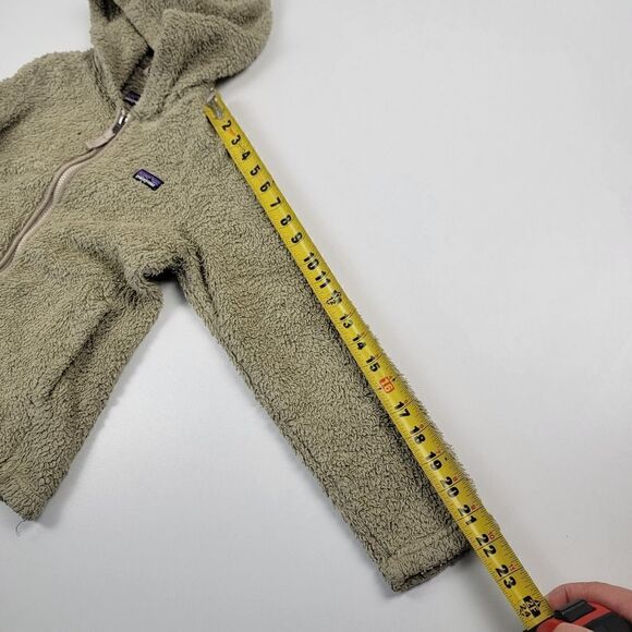 Patagonia Beige Sherpa Hoodie Jacket Size Large Full Zip - Picture 2 of 12